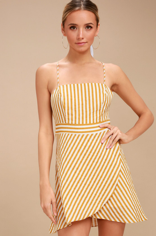
CENTRAL PARK YELLOW AND WHITE STRIPED DRESS