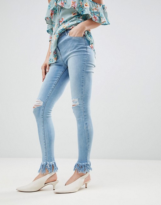 Parisian Frayed Hem Skinny Jeans
