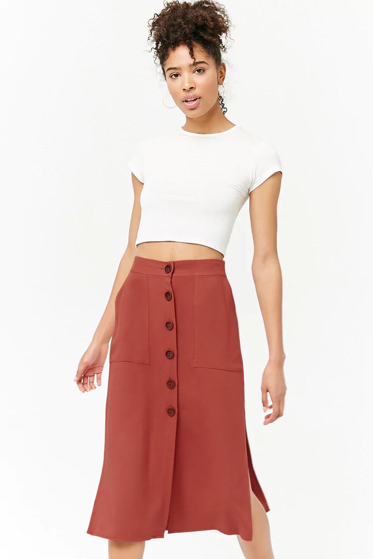 Button-Front Skirt