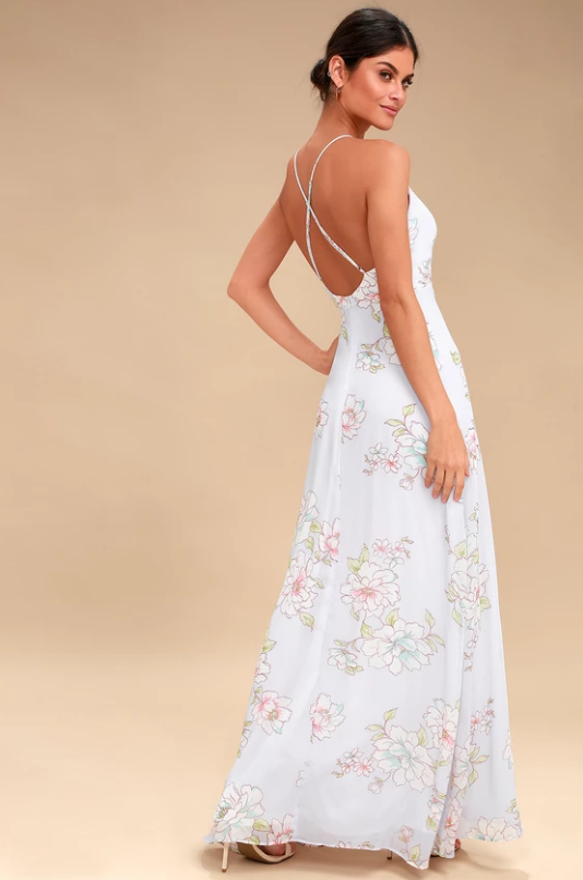 BLOOMS FOR YOU LIGHT BLUE FLORAL PRINT MAXI DRESS
