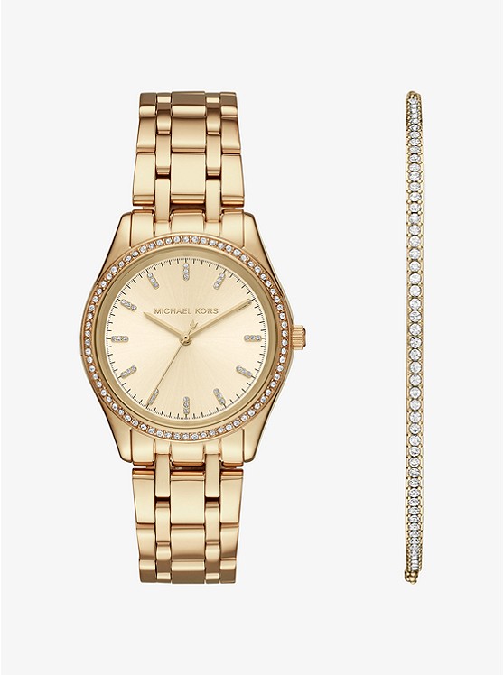 Kiley Gold-Tone Watch and Bracelet Set