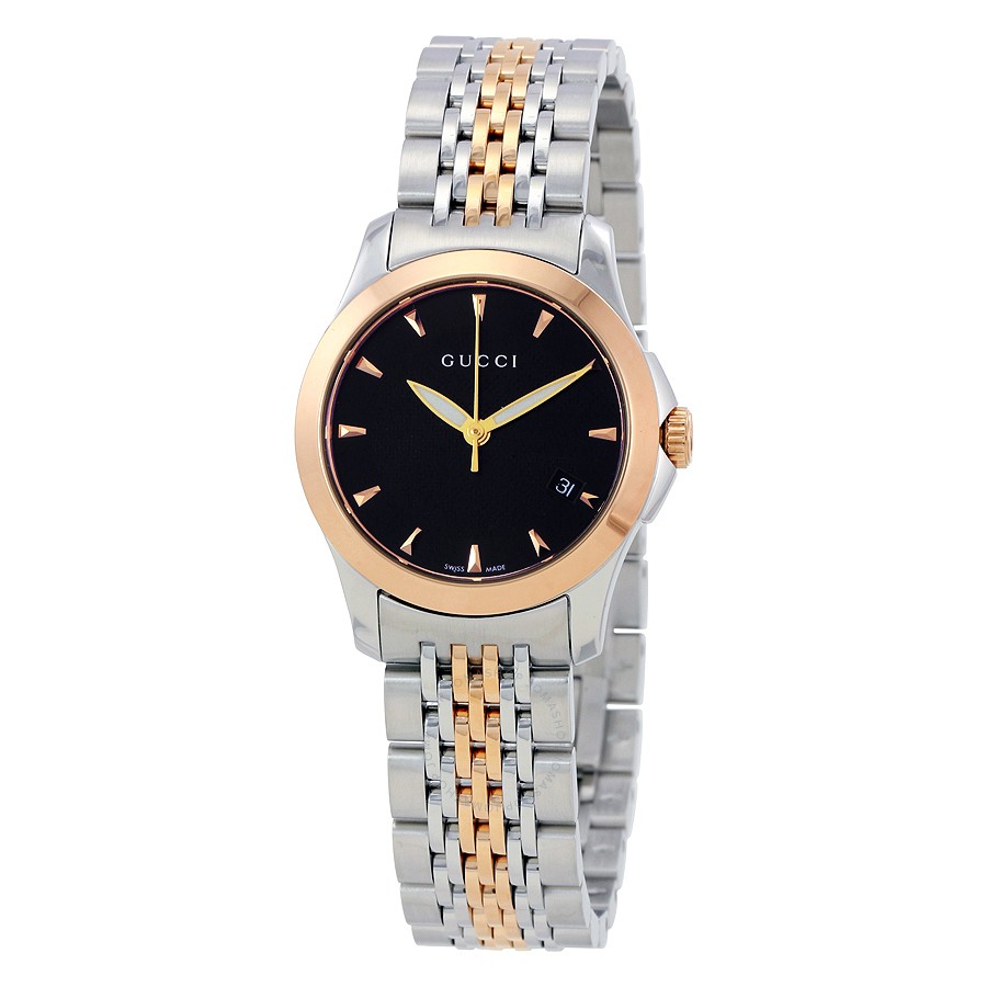 Timeless Black Dial Two-tone Stainless Steel Ladies Watch