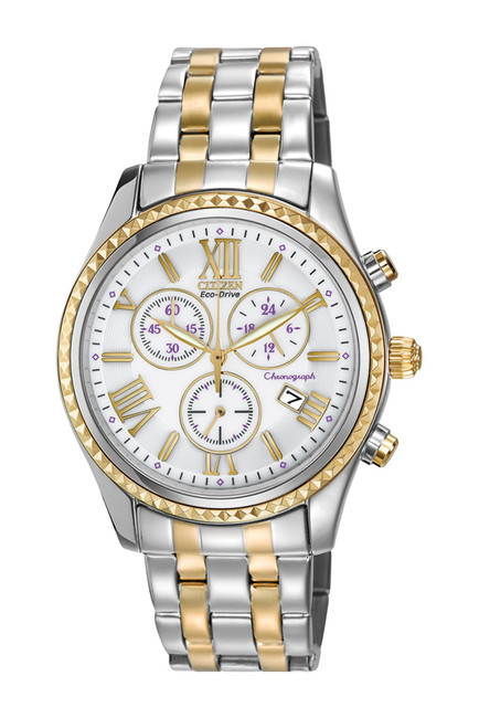 Women's Chronograph Eco-Drive Two-Tone Stainless Bracelet Watch, 40mm