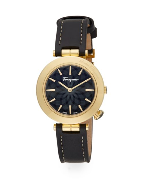 Intreccio Goldtone Stainless Steel & Leather-Strap Watch