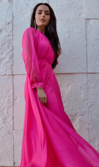 long pink dress photo