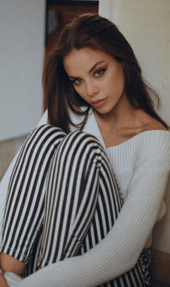 Virgina wearing black and white stripes