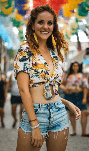 tropical crop top with shorts 