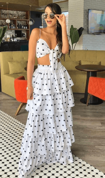 Long polka-dot dress 