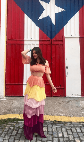 Dayana in colorful dress